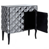 Soho Silver Finish Cabinet, Wood, Mirrored Glass, Wood, Silver