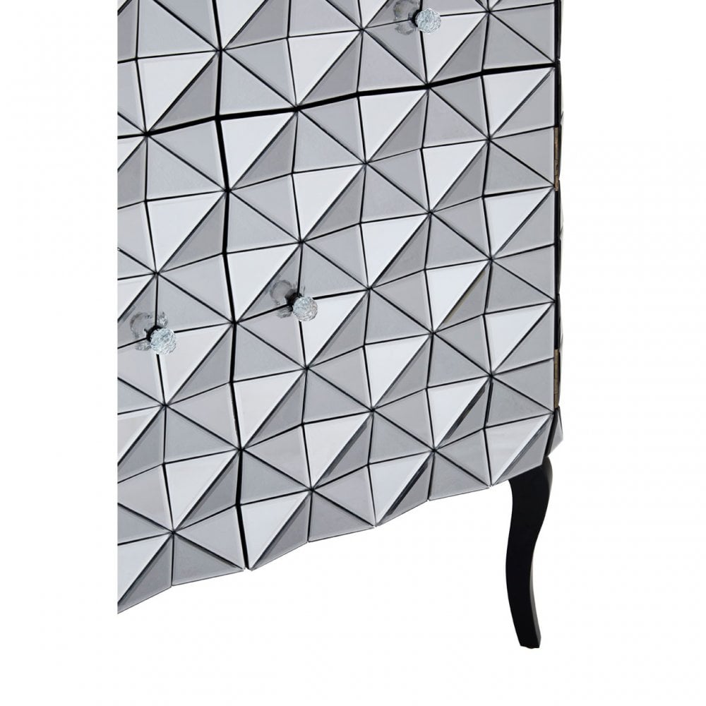 Soho Silver Finish Cabinet, Wood, Mirrored Glass, Wood, Silver