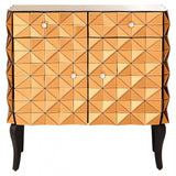 Soho Copper Finish Cabinet, Wood, Mirrored Glass, Wood, Copper