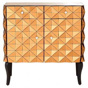 Soho Copper Finish Cabinet, Wood, Mirrored Glass, Wood, Copper