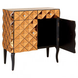 Soho Copper Finish Cabinet, Wood, Mirrored Glass, Wood, Copper