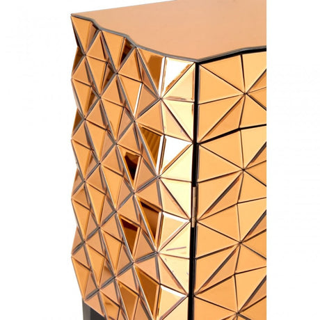 Soho Copper Finish Cabinet, Wood, Mirrored Glass, Wood, Copper