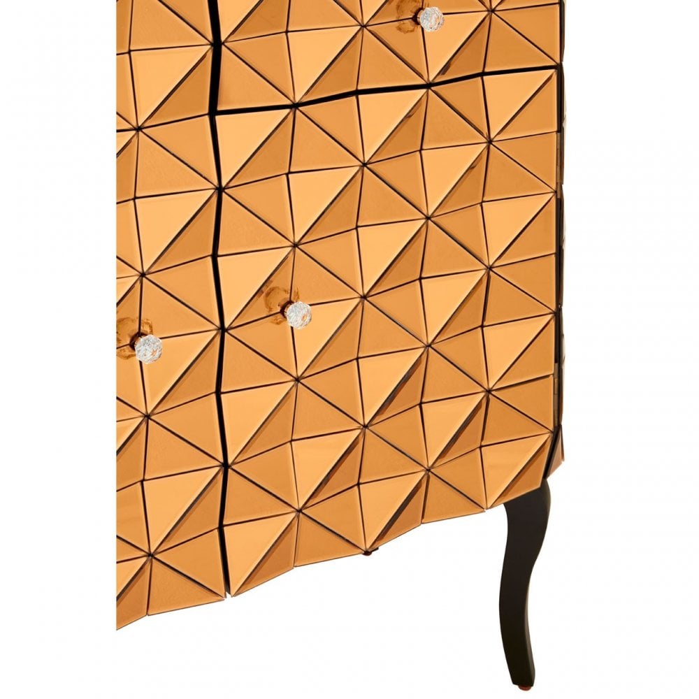 Soho Copper Finish Cabinet, Wood, Mirrored Glass, Wood, Copper