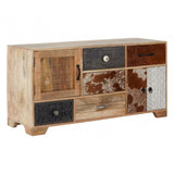 Marwar Low Sideboard, Leather, Mango Wood, Multi-Coloured