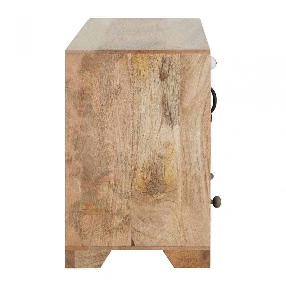 Marwar Low Sideboard, Leather, Mango Wood, Multi-Coloured