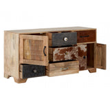 Marwar Low Sideboard, Leather, Mango Wood, Multi-Coloured