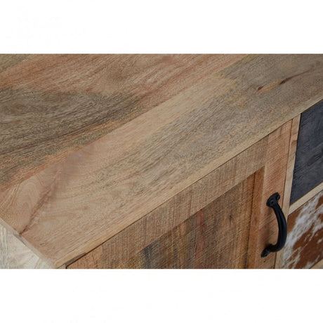 Marwar Low Sideboard, Leather, Mango Wood, Multi-Coloured