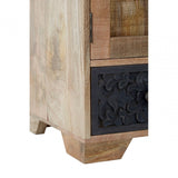 Marwar Low Sideboard, Leather, Mango Wood, Multi-Coloured