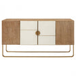 Modica Large Sideboard Storage Cabinet - Concrete, Oak Wood, Stainless Steel, Natural