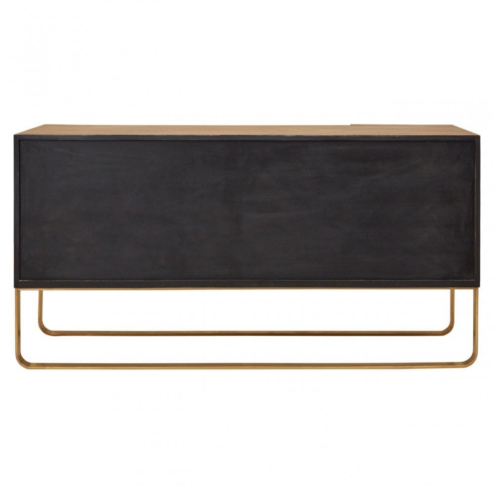 Modica Large Sideboard Storage Cabinet - Concrete, Oak Wood, Stainless Steel, Natural