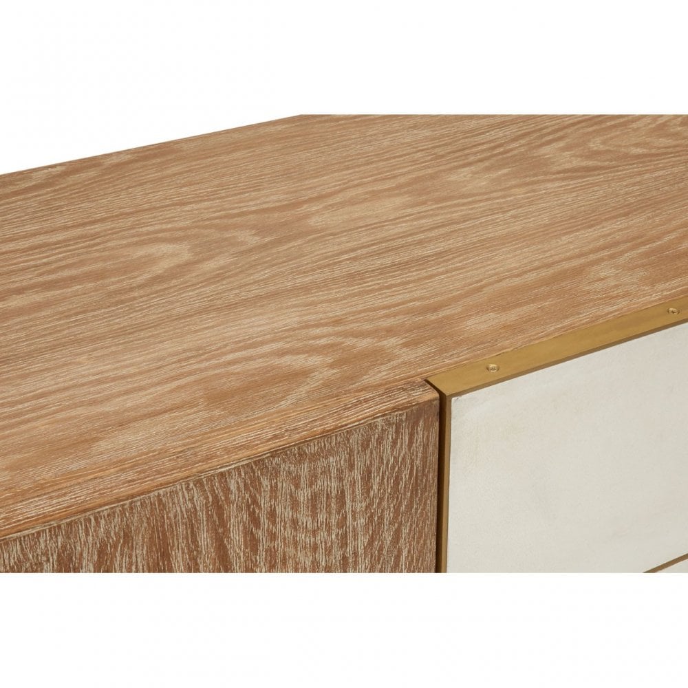 Modica Large Sideboard Storage Cabinet - Concrete, Oak Wood, Stainless Steel, Natural