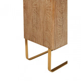 Modica Large Sideboard Storage Cabinet - Concrete, Oak Wood, Stainless Steel, Natural