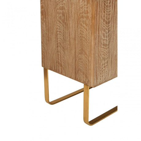 Modica Large Sideboard Storage Cabinet - Concrete, Oak Wood, Stainless Steel, Natural