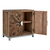 Midas Large 2 Door Cabinet, Elm Wood, Iron, Brown