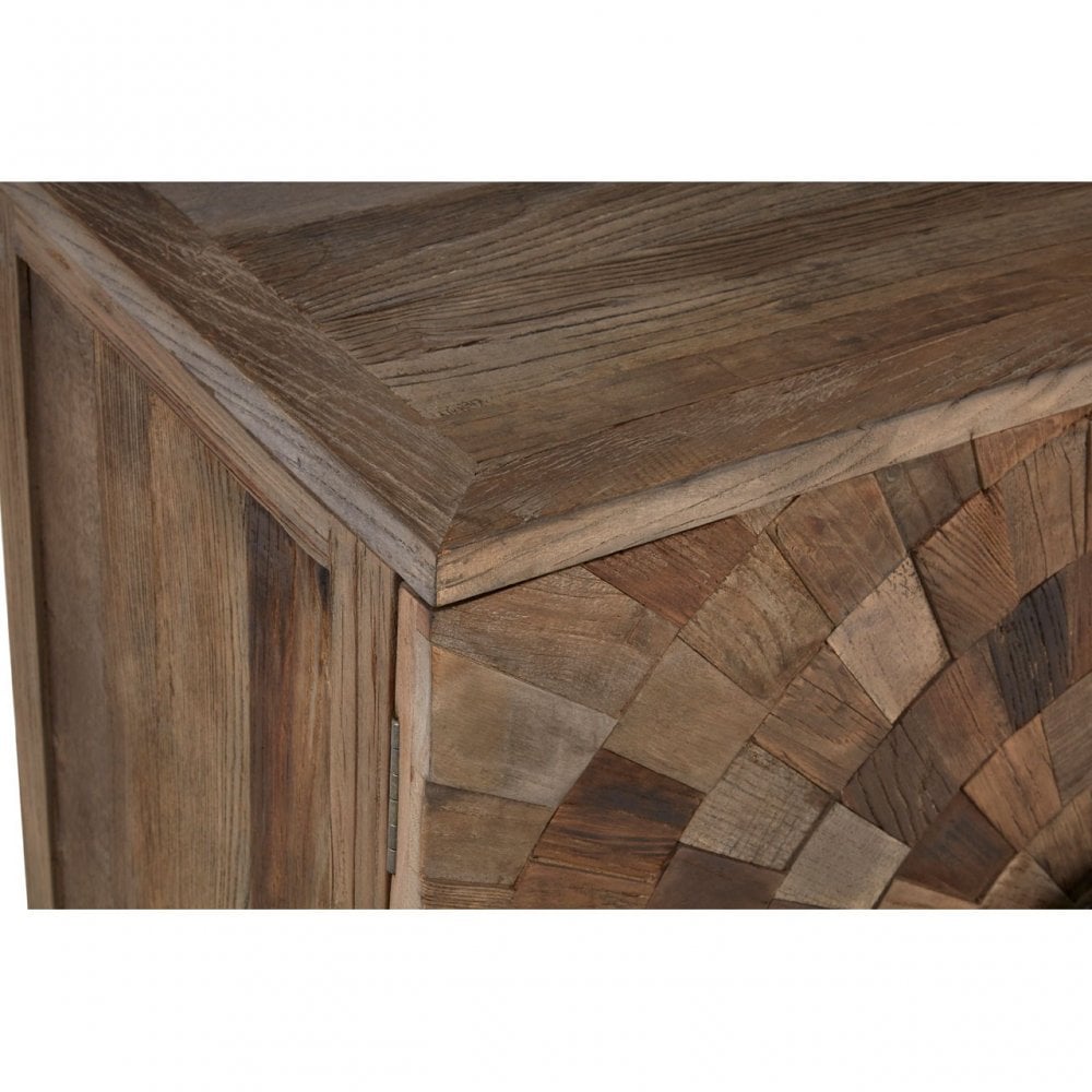 Midas Large 2 Door Cabinet, Elm Wood, Iron, Brown