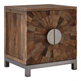 Midas Small 2 Door Cabinet, Elm Wood, Iron, Brown