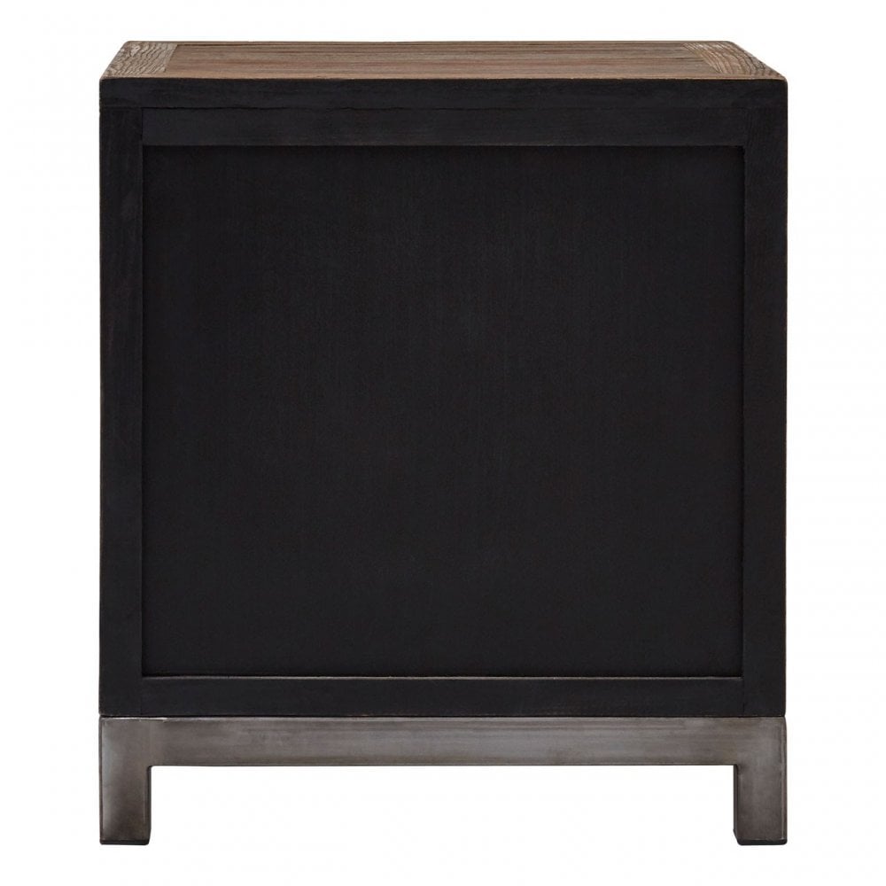 Midas Small 2 Door Cabinet, Elm Wood, Iron, Brown