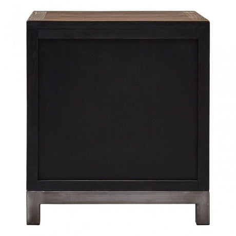 Midas Small 2 Door Cabinet, Elm Wood, Iron, Brown