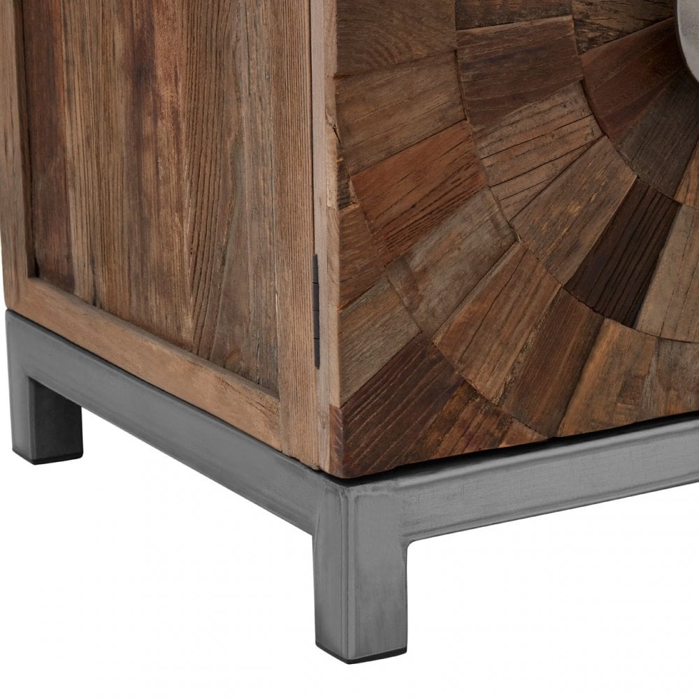 Midas Small 2 Door Cabinet, Elm Wood, Iron, Brown