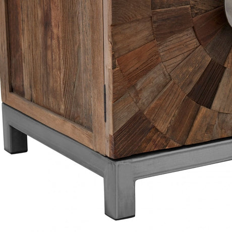 Midas Small 2 Door Cabinet, Elm Wood, Iron, Brown