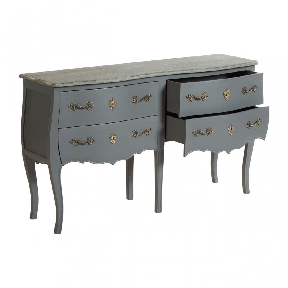Charles 4 Drawer Double Chest, Bayur Wood, Oak Veneer, Grey