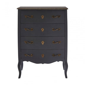Charles 4 Drawer Dark Grey Chest, Bayur Wood, Oak Veneer, Grey