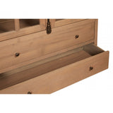 Brisbane 2 Drawers / 2 Doors Cabinet, Oak Wood, Glass, Brown