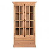 Brisbane 2 Drawers / 2 Doors Cabinet, Oak Wood, Glass, Brown