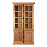 Brisbane Cabinet with 3 Upper Shelves, Oak Wood, Glass, Brown