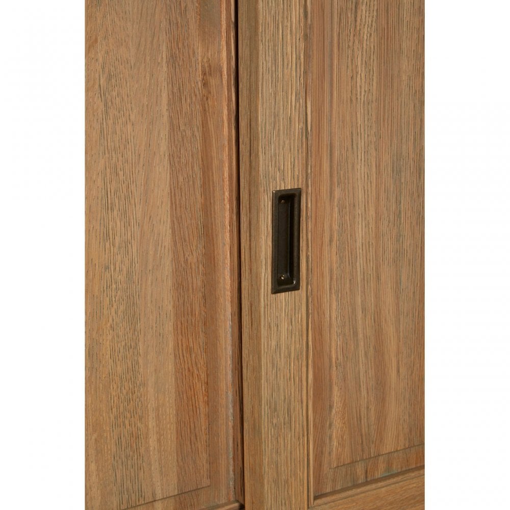 Brisbane Sliding Doors / Tempered Glass Cabinet, Oak Wood, Glass, Brown