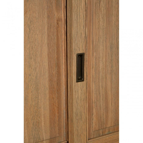 Brisbane Sliding Doors / Tempered Glass Cabinet, Oak Wood, Glass, Brown