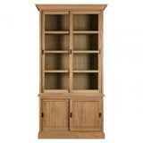 Brisbane Sliding Doors / Tempered Glass Cabinet, Oak Wood, Glass, Brown