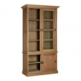 Brisbane Sliding Doors / Tempered Glass Cabinet, Oak Wood, Glass, Brown