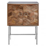 Vanor Geometric Design Cabinet, Iron, Marble, Wood, Natural