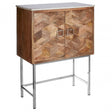 Vanor Geometric Design Cabinet, Iron, Marble, Wood, Natural