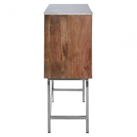 Vanor Geometric Design Cabinet, Iron, Marble, Wood, Natural