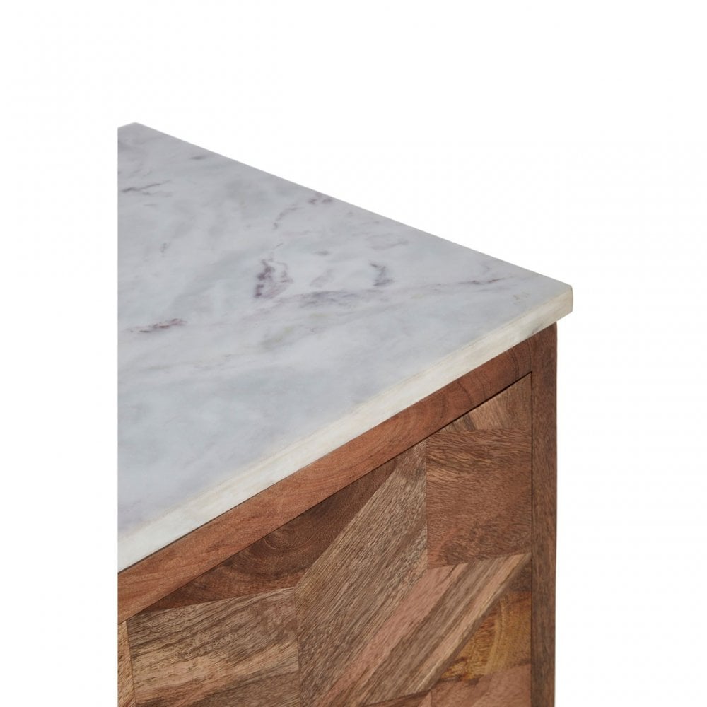 Vanor Geometric Design Cabinet, Iron, Marble, Wood, Natural