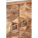 Vanor Geometric Design Cabinet, Iron, Marble, Wood, Natural