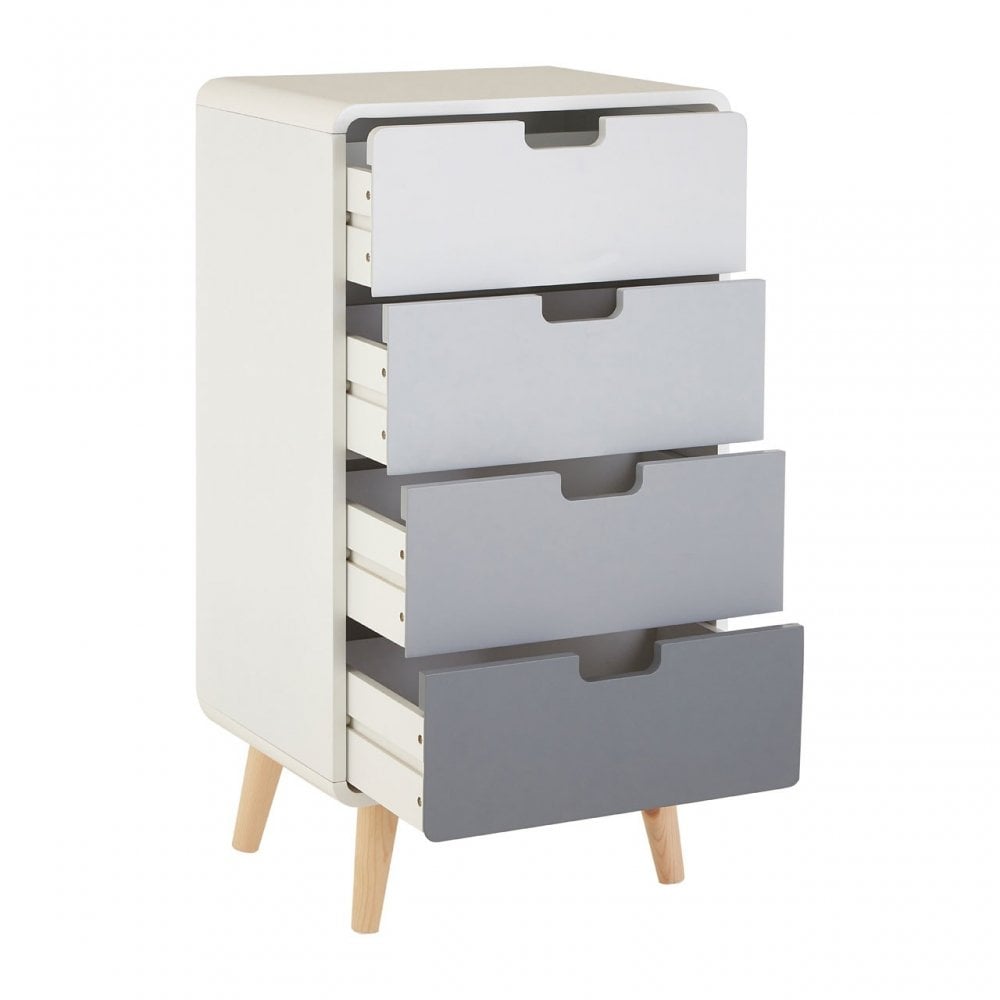 Danny 4 Drawer Cabinet, Wood, Pine Wood, White