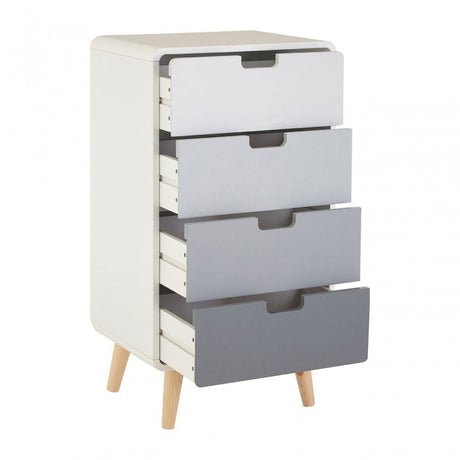 Danny 4 Drawer Cabinet, Wood, Pine Wood, White