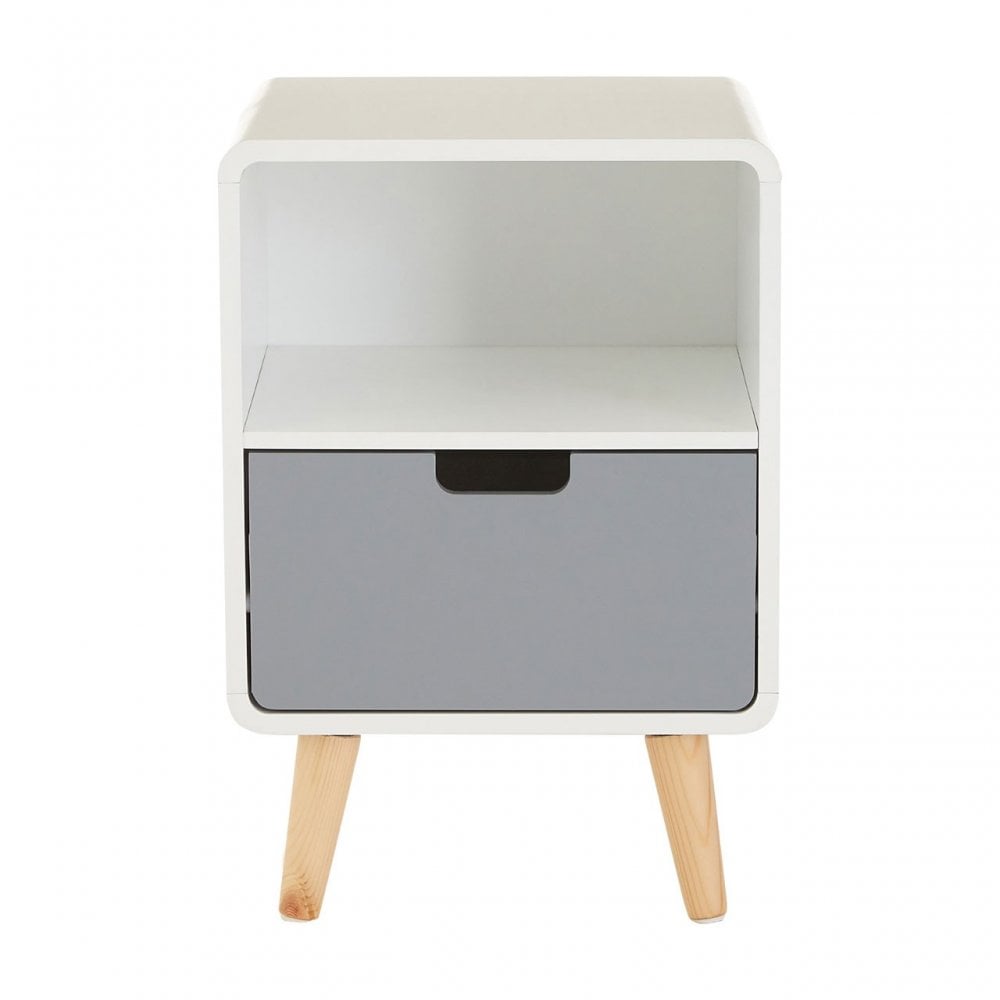 Danny 1 Drawer Cabinet, Wood, Pine Wood, White
