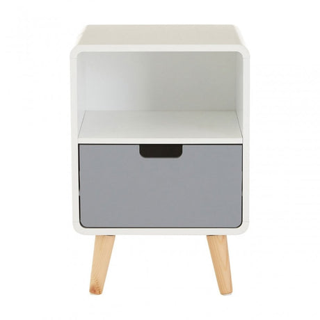 Danny 1 Drawer Cabinet, Wood, Pine Wood, White