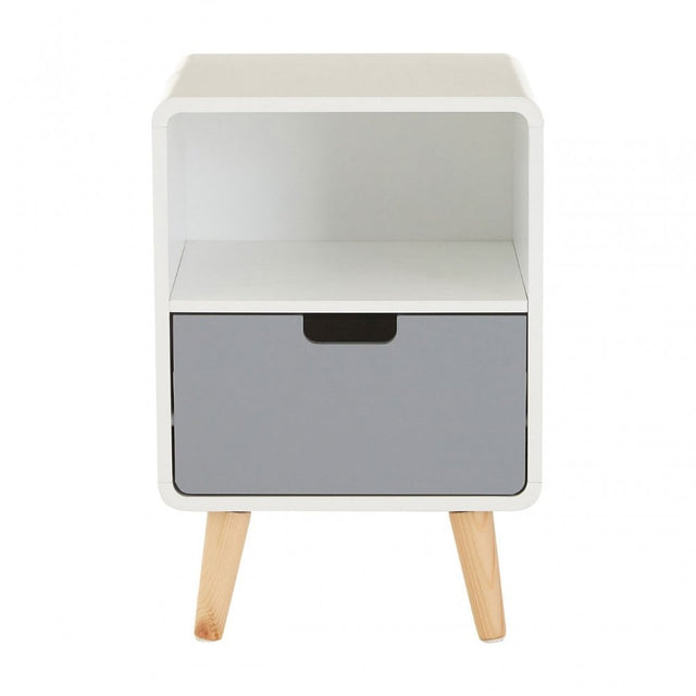 Danny 1 Drawer Cabinet, Wood, Pine Wood, White