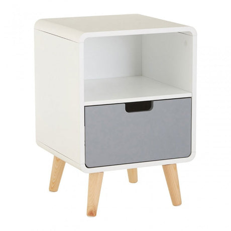 Danny 1 Drawer Cabinet, Wood, Pine Wood, White