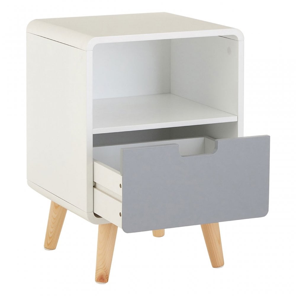 Danny 1 Drawer Cabinet, Wood, Pine Wood, White