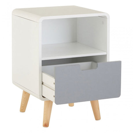 Danny 1 Drawer Cabinet, Wood, Pine Wood, White