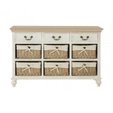 Hendra Cabinet with 6 Willow Baskets, Cotton, Paulownia Wood, Willow, Fir Wood Veneer, White