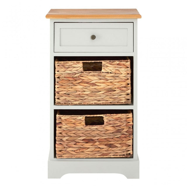 Zloop Grey Cabinet, Paulownia Wood, Water Hyacinth, Grey