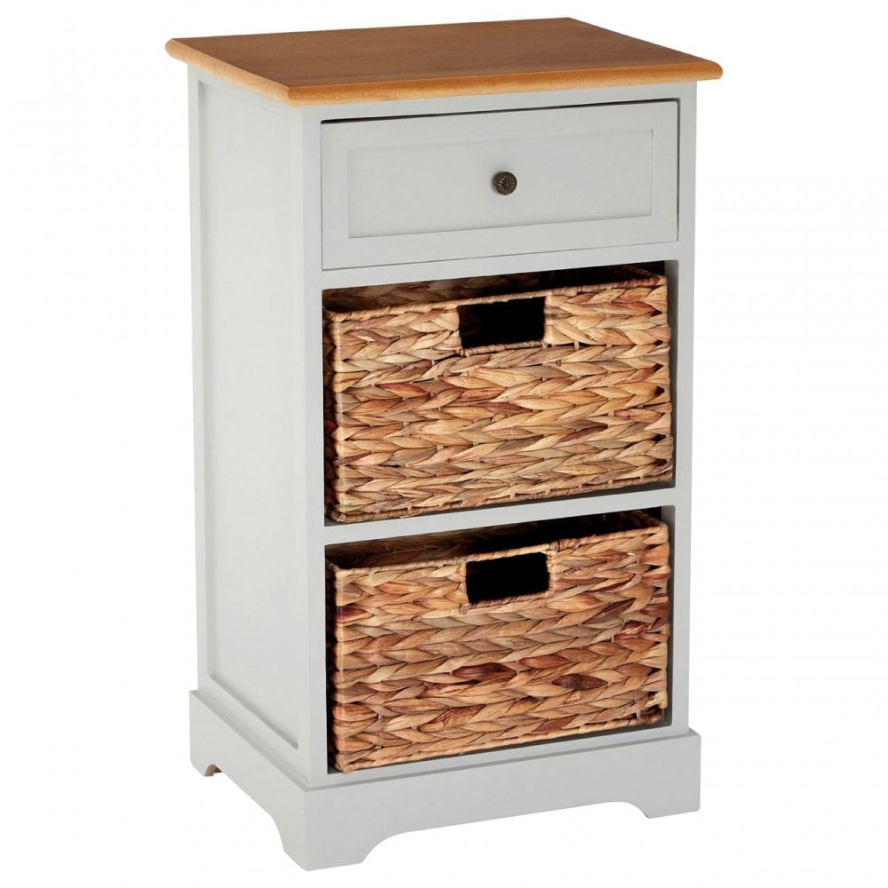 Zloop Grey Cabinet, Paulownia Wood, Water Hyacinth, Grey