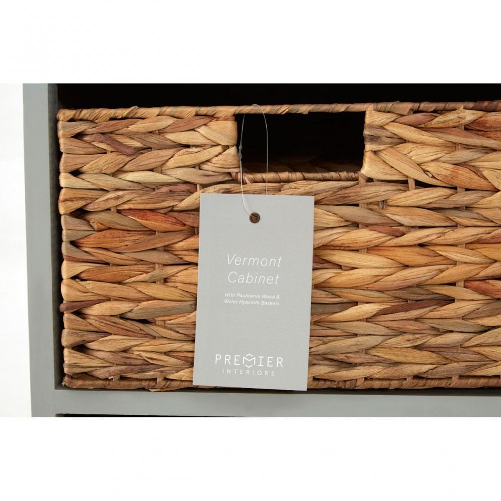 Zloop Grey Cabinet, Paulownia Wood, Water Hyacinth, Grey